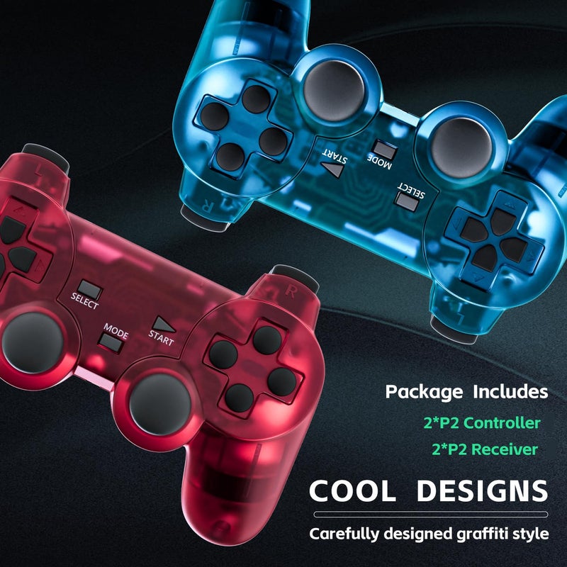 Burcica Wireless Controller for PS-2 Play 2 Double Vibration 2 - ClearGreen and ClearPurple - Image 3